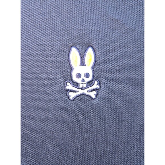 Psycho Bunny Mens Polo Shirt 8 Large Navy W/ Striped Collar - Picture 7 of 8